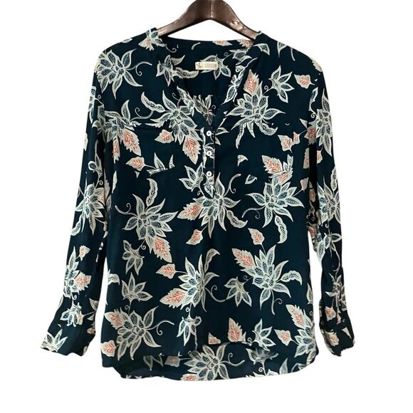 Carve Designs Dylan Organic Cotton Gauze Pullover Shirt Blue Floral Women's Sz M - Picture 1 of 11